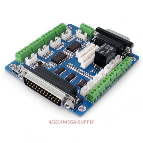 5 Axis Cnc Breakout Board Interface Adapter Fr Stepper Motor Driver + Db25 Cable
