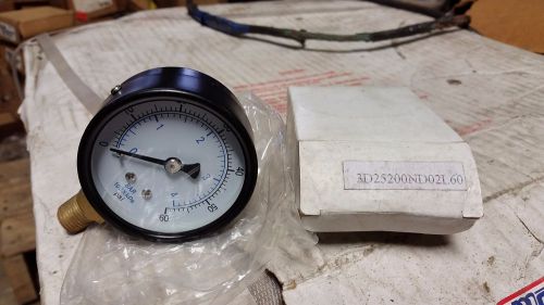 New Pressure Gauge. 2 1/2&#034; Face  1/4&#034; Connection 60 psi 100 x kPa