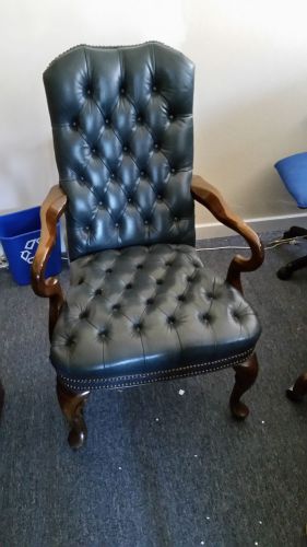 3 Leather executive chairs  Blue 2 client and one executice tufted