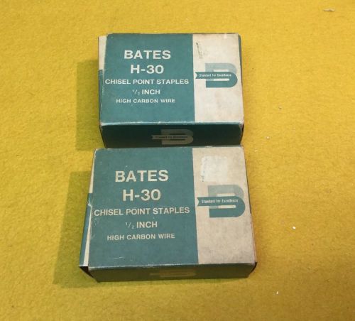 2 Boxes 10,000 Total H-30 Bates 1/2&#034; Chisel Point Staples USA MADE.