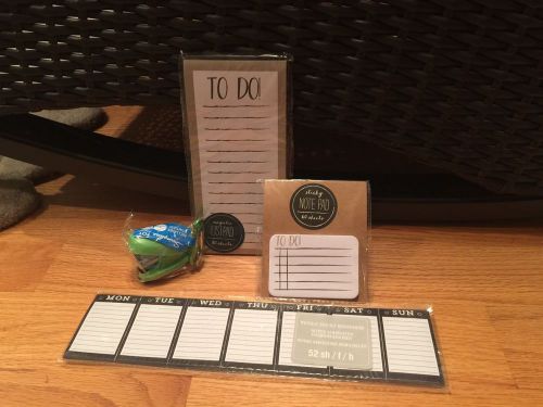 Target Dollar Spot &#034;TO DO&#034; Magnetic List Pad and Small Sticky Pad w/Mini Stapler