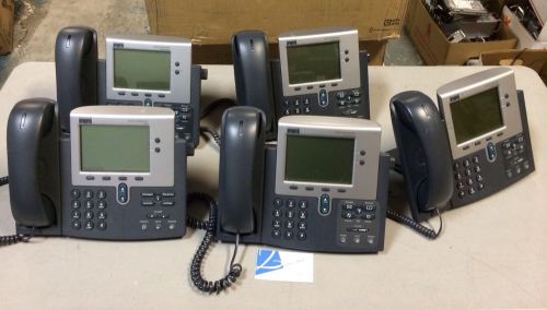 LOT of 5 Cisco CP-7940G 7940G VoIP PoE IP Business PHONE w/ Handsets