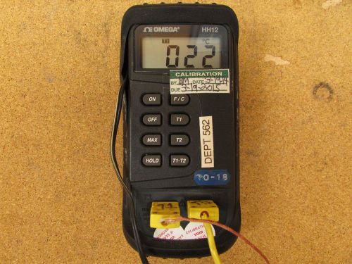 Omega HH12 Digital Thermometer Hand Held in Rubber Protective Case with Charger