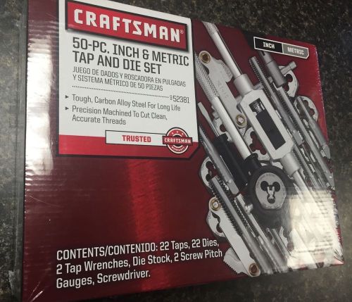 Brand new craftsman inch &amp; metric tap &amp; die set 50pc 52381 carbon steel warranty for sale