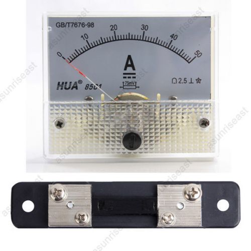 1xdc 50a analog panel amp current meter + current shunt 85c1 ammeter gauge for sale
