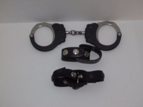 ASP Handcuffs black frame with chain 4 Nylon keepers 2 Leather keepers