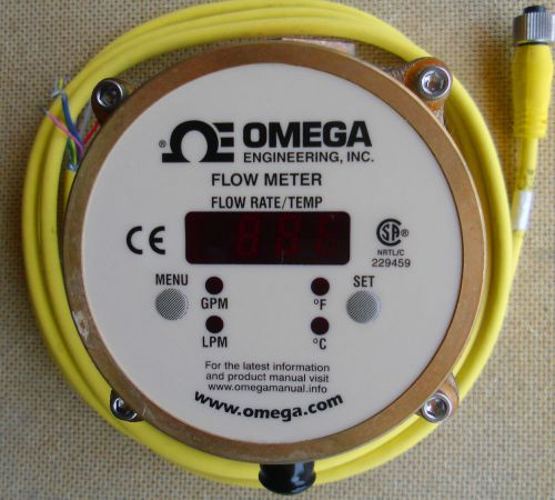 Omega water flow meter fv104-t, flow rate/temp, 5-50 gpm flow meter for sale