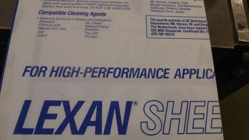 161 sheets. LEXAN, .031, .062 and .093, POLYCARBONATE CLEAR PLASTIC SHEET