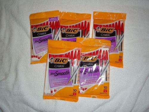 5 packs bic cristal xtra smooth ball pens red ink 50 total pens medium for sale