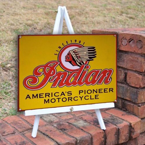 Vintage Indian Motorcycle weathered antique look metal wall decor for garage bar