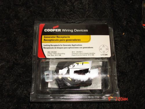 Cooper wiring devices l14-30r generator connector 30a 250v 3pole 4wire grounding for sale
