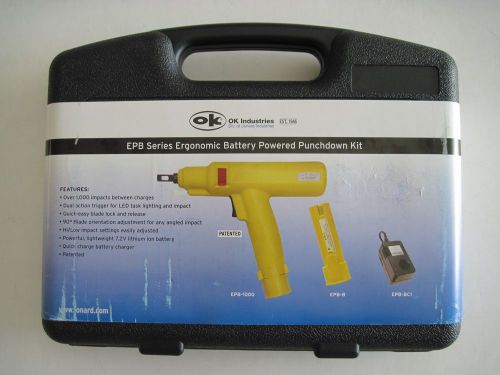 OK INDUSTRIES EPB-1110 Punchdown Tool Kit, Battery, Charger, 110 Blade, Case New