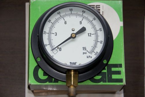 Marshalltown pressure gauge 4 1/2&#034; (0-15 psi) lc 1/4&#034;  nib (new in box) for sale