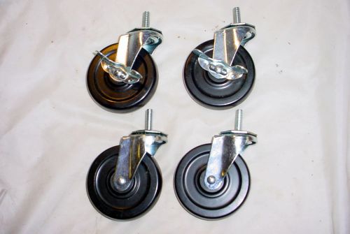 4 nos industrial swivel caster wheels 4&#034;, 800lb. (2 are locking) for sale