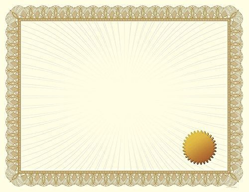 Great Papers! Metallic Gold Value Certificate and Gold Foil Seals, 8.5&#034; x 11&#034;,