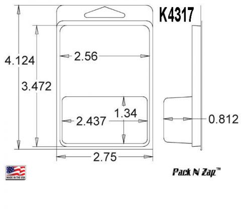 K4317: 875 - 4&#034;H x 3&#034;W x 0.812&#034;D Clamshell Packaging Clear Plastic Blister Pack
