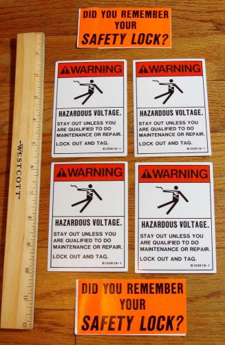 Lot of 6 safety warning stickers decals hazardous voltage lock out tag out for sale