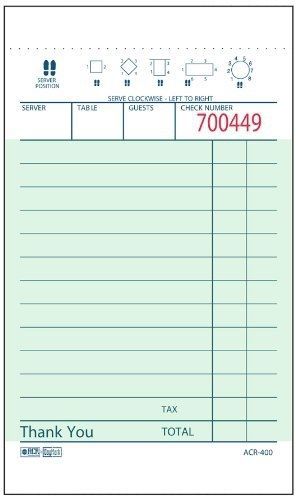 Daymark acr-400 guest check paper, 1 part, green, 5-3/4&#034; length x 3-13/32&#034; width for sale