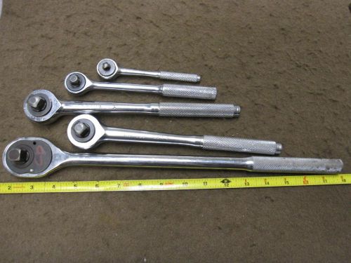 5 PC ASSORTED LOT OF 1/4&#034; - 1/2&#034; DR RATCHETS FOR PARTS OR REPAIR
