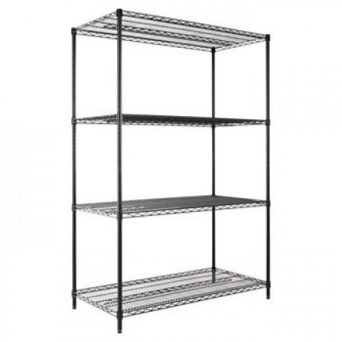 4-Shelf Wire Shelving Rack | 36&#034; x 24&#034; x 72&#034; | NSF | Black Resaurant C499698