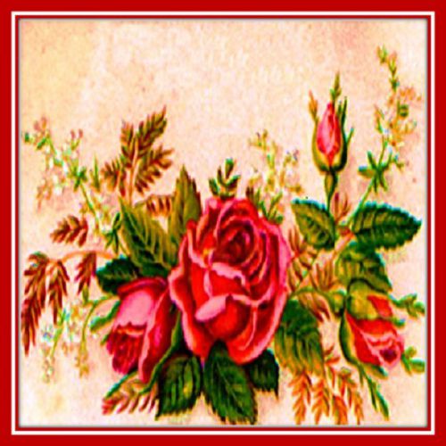 30 Custom Vintage Red Rose Art Personalized Address Labels