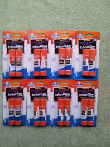 Lot Of 8 New 2 Pack Elmer&#039;s Disappearing Purple School Glue Sticks Washable