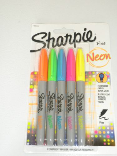 NEW SHARPIE FINE NEON PERMANENT MARKERS----PACK OF 5