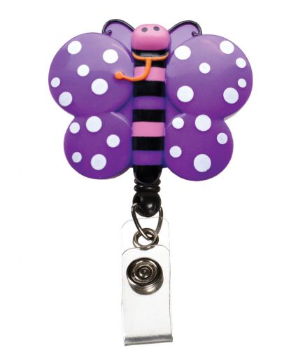 DESIGNER RETRACTABLE ID /  BADGE HOLDER - BUTTERFLY (Purple) Too Cute!