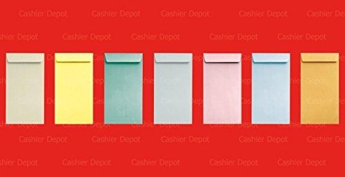 Coin / Cash / Small Parts #7 Assorted Colored Envelopes, 3-1/2&#034; X 6-1/2&#034;, 24lb,