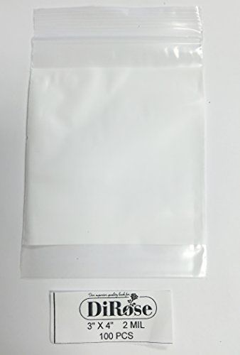 3&#034; X 4&#034; - 2 Mil Clear White Block Reclosable Poly Zip Lock Bags Pack of 100