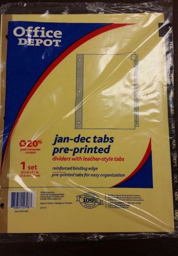 Set of 3 office depot binder dividers, jan-dec tabs for sale