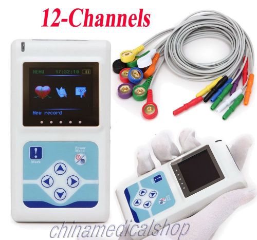 New 12-channel ecg holter system/recorder+free analyzer software dynamic 12-lead for sale