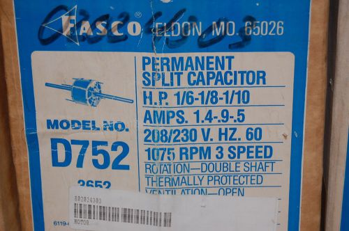 New fasco d752 permanent split capacitor blower motor double shaft 1075rpm bulk for sale