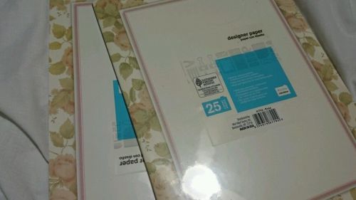 Designer Paper 50 Sheets Floral ROSE border 2 PKG OF 25 = 50  SHEETS   NEW