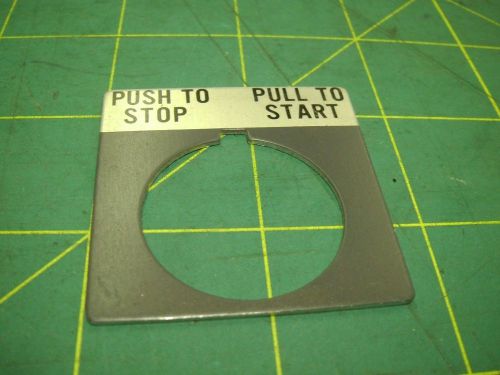Allen Bradley Legend Plate Push to Stop Push to Start (qty 1) #59932