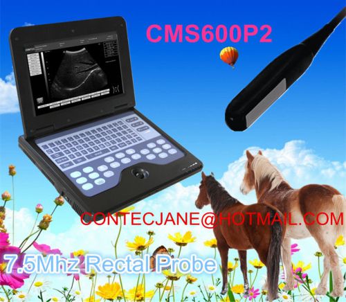 Contec cms600p2vet veterinary laptop ultroosund scanner, 7.5mhz rectal probe, ce for sale