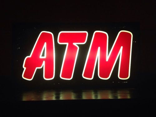 ATM Sign with backlit letters/red,white,black-flourescent