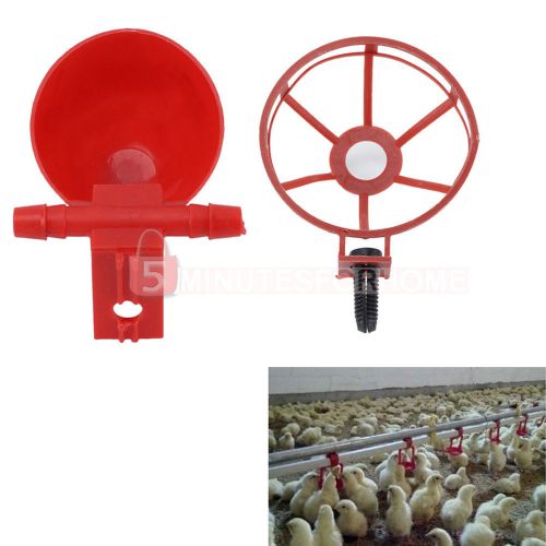 5 Pcs Poultry Water Drinking Cups Chicken Hen Plastic Automatic Drinker Red