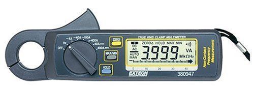 Extech 380947 400 Ampere True RMS AC/DC Mini Clamp on Meter with High Current Re