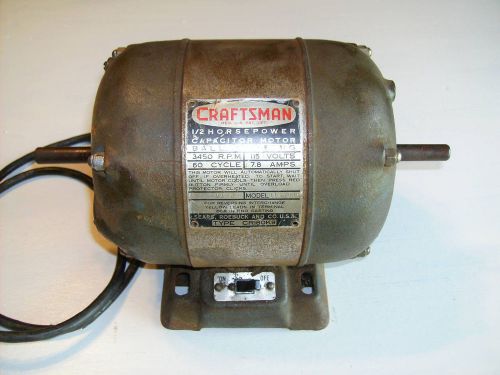VINTAGE CRAFTSMAN 1/2 HP  ELECTRIC MOTOR-DOUBLE SHAFT -115 VOLT- 3450 RPM