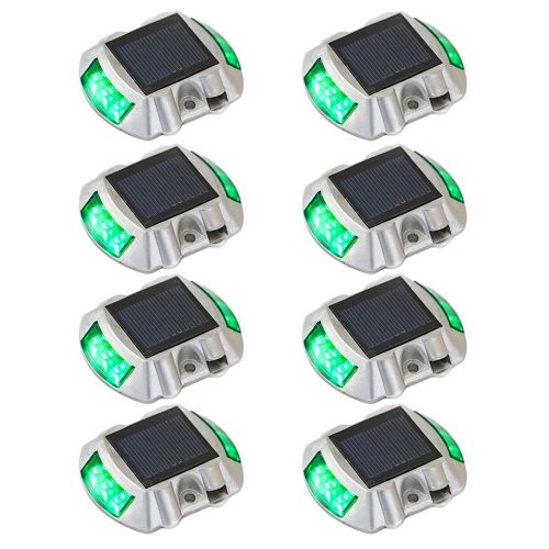 8 Pack Green Solar Power LED Road Stud Driveway Pathway Deck Lights