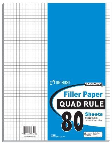 Top flight filler paper, quadrille rule, 11 x 8.5 inches, 80 sheets (12650) for sale