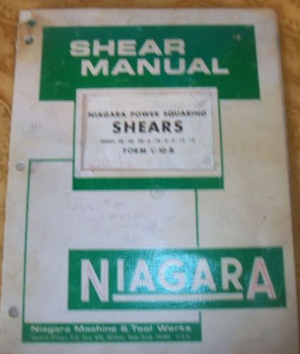 Niagara Power Squaring Shear Instr Manual Part List 3B-4B-5B-6-7B-8-9-10-12