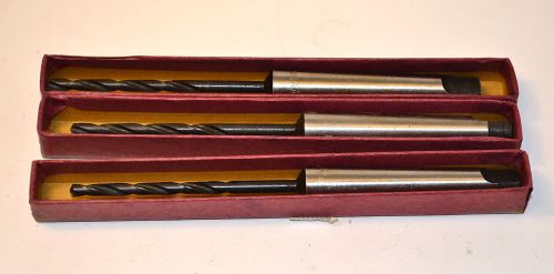 3 NOS ALBION England 1 Morse Taper Shank HSS 5/32&#034; Twist DRILL BITS 4 lathe Mill