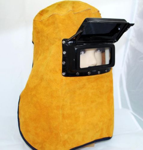 Leather welding helmet mask w/ solar auto darkening filter lens welder hood for sale