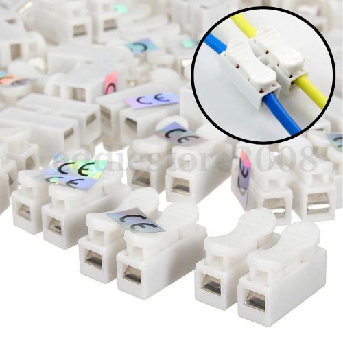 100pcs 10a 220v 2 pin push quick white wire cable connector wiring terminal new for sale