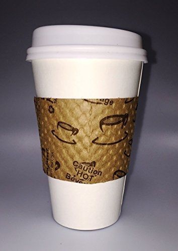 Power for Apple Paper Hot White Cups, Lids, &amp; Java Jacket Sleeves (Pack of 50)