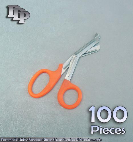 100 Paramedic Utility Bandage Shear Scissor 5.5&#034; Orange Handle Surgical Instrume