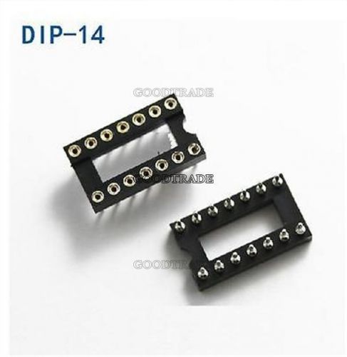 50pcs gold plated machined 14pin sip round socket adaptor dip solder type diy c8