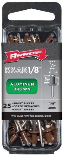 Arrow fastener rsab1/8 short brown aluminum 1/8-inch rivets, 25-pack for sale